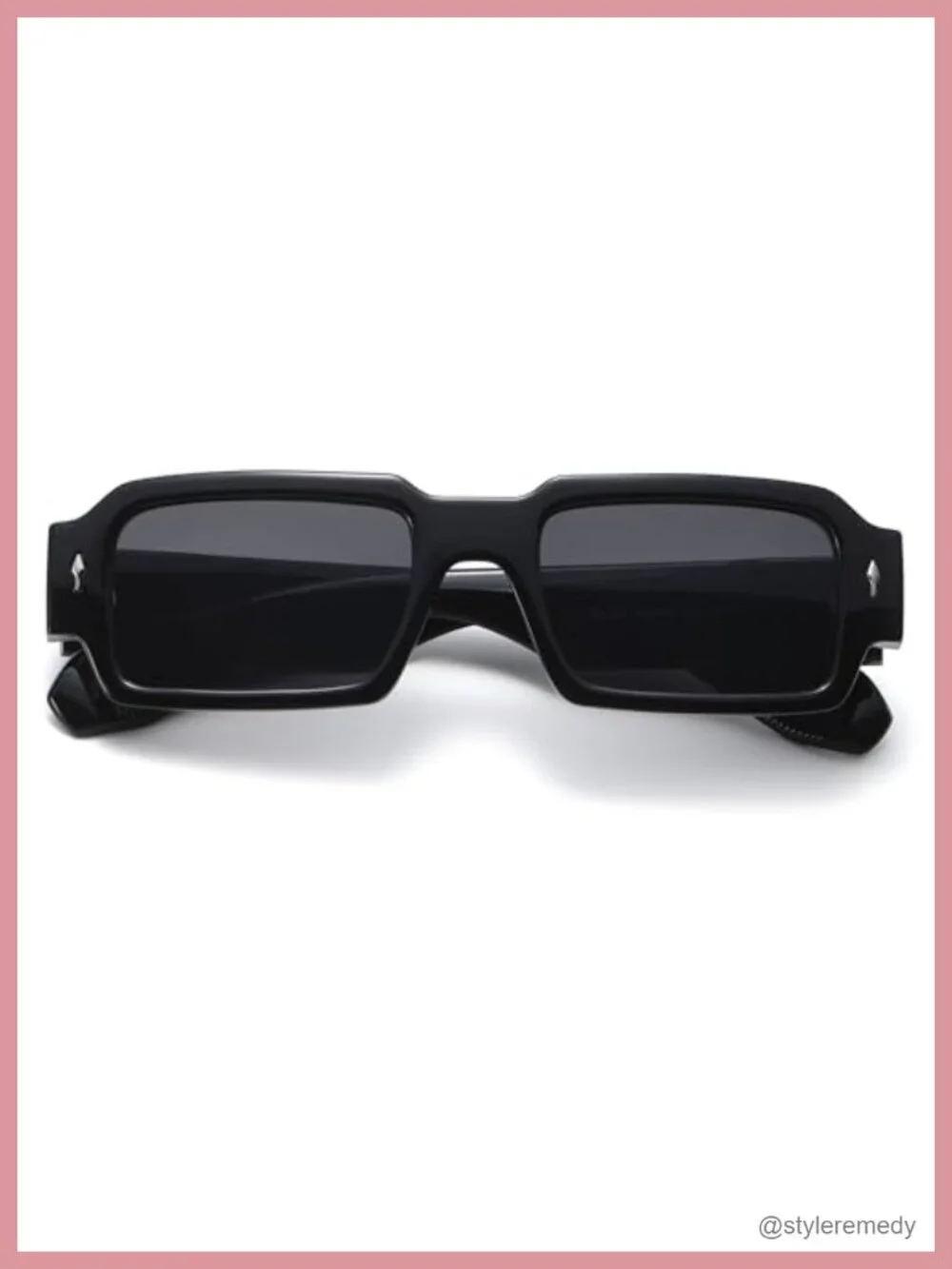 Thick Square Sunglasses UV400 Protection Black Frame Grey Lens